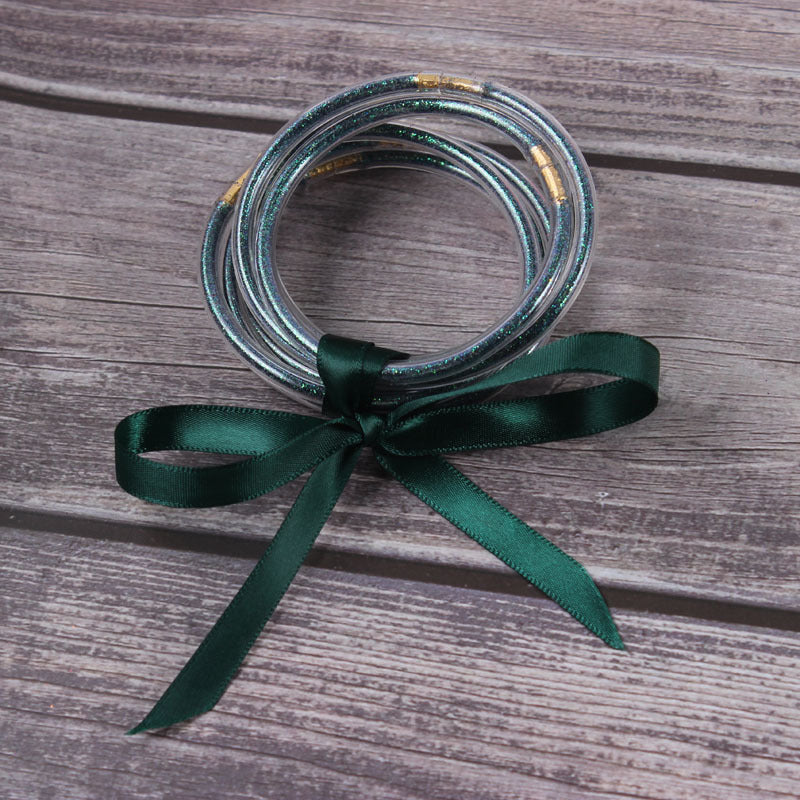 Simple Style Round Bow Knot Silicone Unisex Bangle Bracelet Set