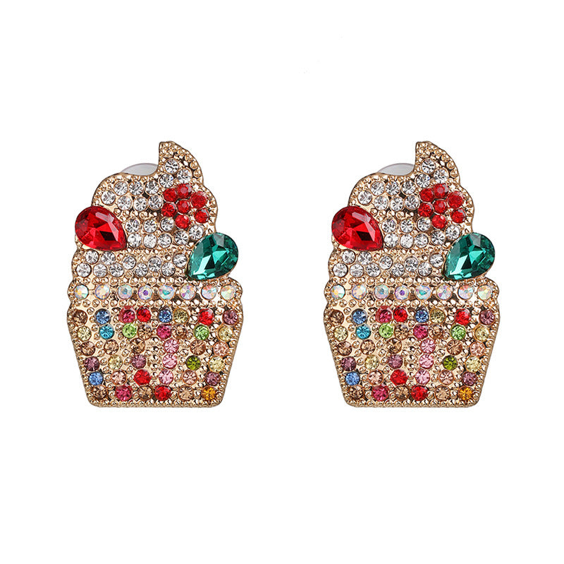 Fashion Crystal Ice Cream Stud Earrings for Women