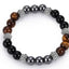 Fashion Adjustable Black Matte Woven Bracelet with Tiger Eye Stone