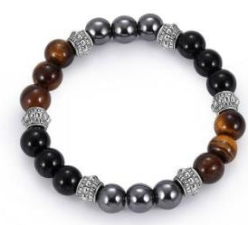 Fashion Adjustable Black Matte Woven Bracelet with Tiger Eye Stone