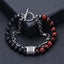 Geometric Natural Stone Beaded Bracelet with Stainless Steel Chain for Men