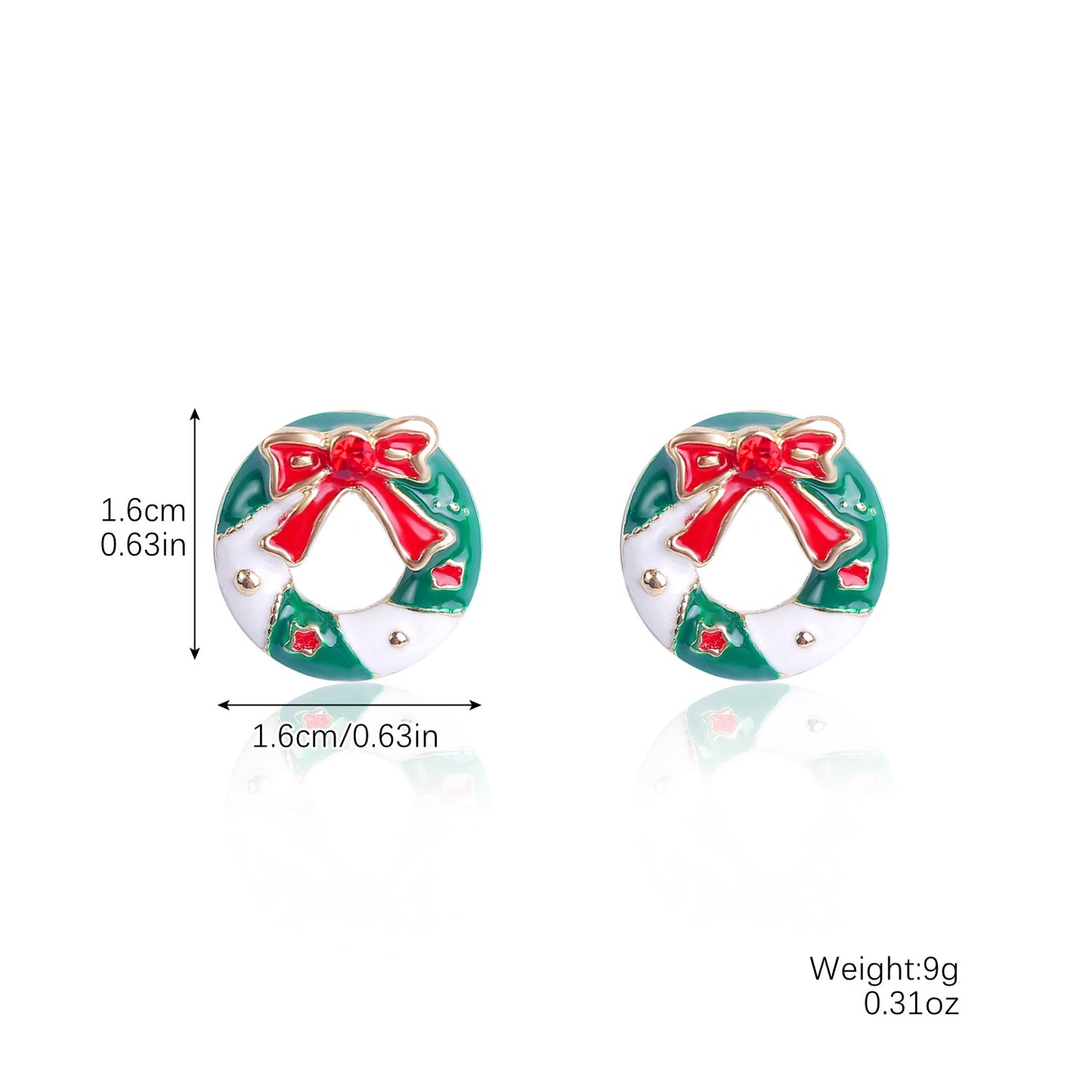 Fashion Christmas Tree Santa Claus Snowflake Alloy Inlay Rhinestones Women'S Ear Studs