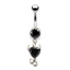 Elegant Angel Wing Heart Shape Zircon Belly Ring in White and Gold Plated Stainless Steel