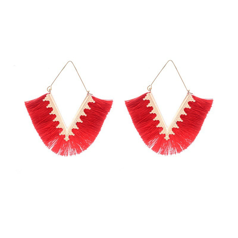 Fashion Exaggerated Geometric Tassel Earrings NHDP149052