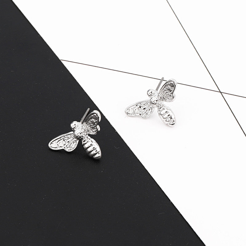 Cute Little Bee Gold And Silver Earrings