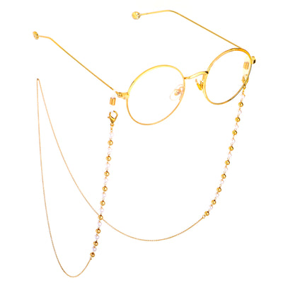 Fashion Golden Pearl Copper Bead Glasses and Mask Chain