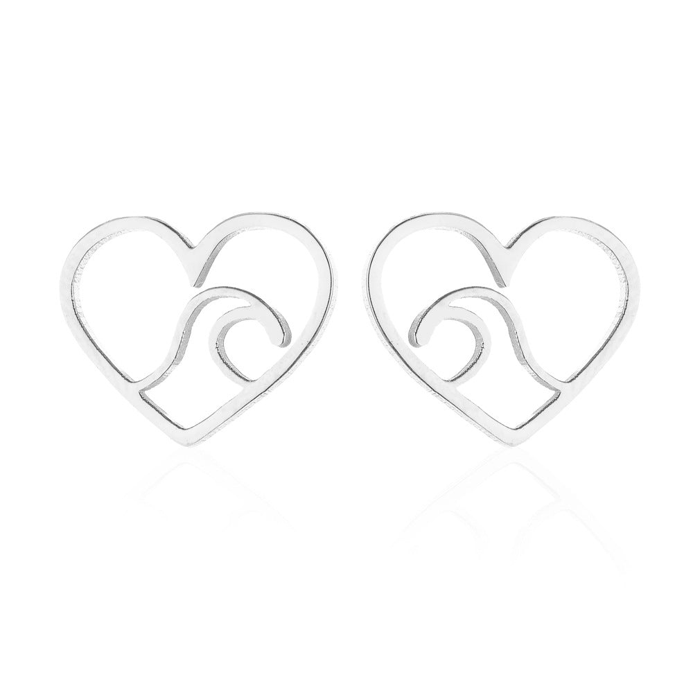 Simple Style Christmas Tree Heart Shape Elk Stainless Steel Plating Hollow Out Ear Studs 1 Pair