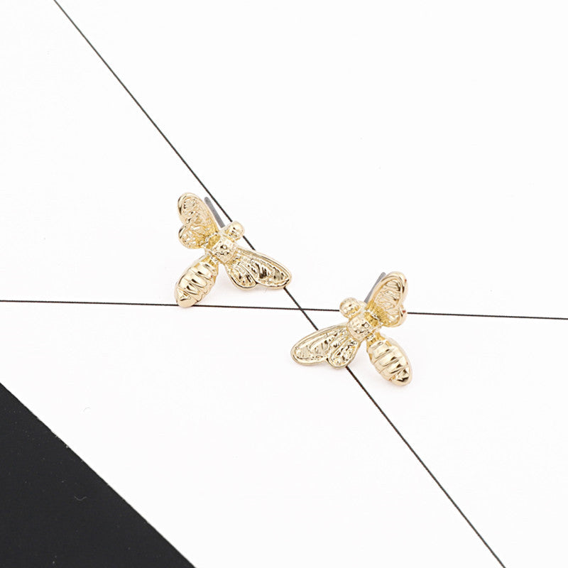 Cute Little Bee Gold And Silver Earrings