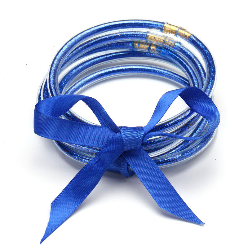 Simple Style Round Bow Knot Silicone Unisex Bangle Bracelet Set