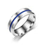 New Simple Titanium Steel Beveled Edge Blue Line Ring