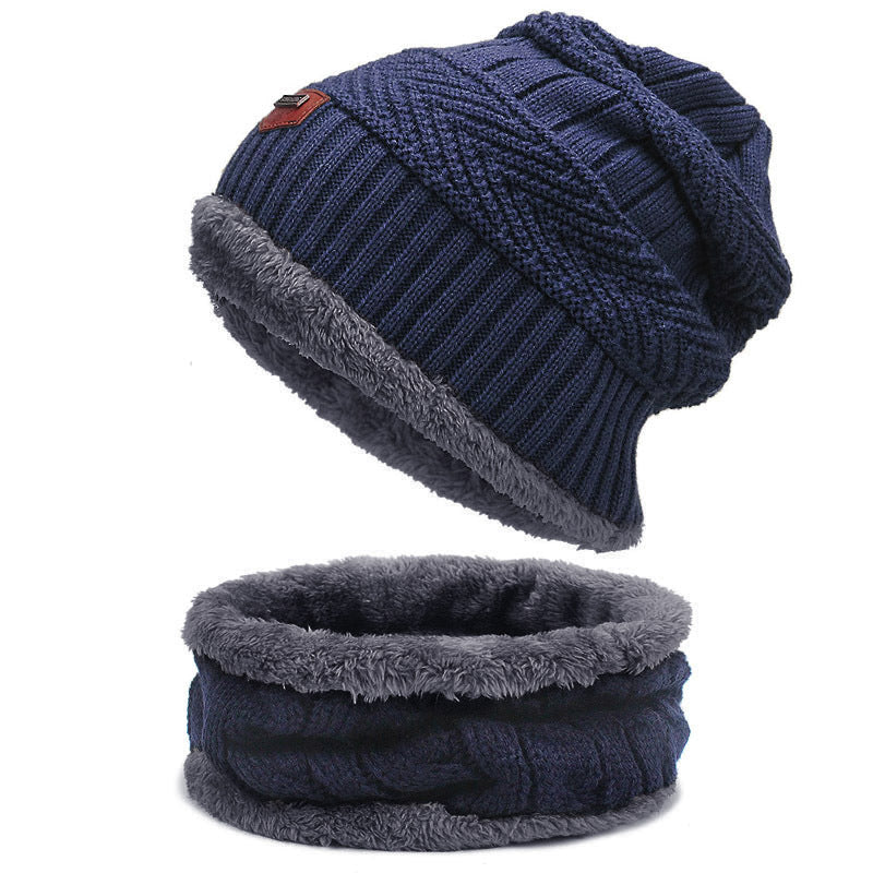 Unisex Knit Wool Cap and Scarf Set - Autumn Warmth Collection