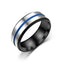 New Simple Titanium Steel Beveled Edge Blue Line Ring