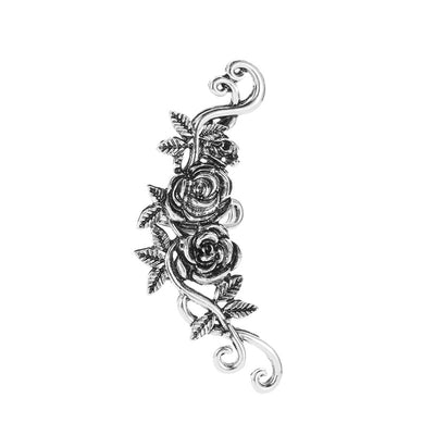 Vintage Rose Carved Metal Ear Cuff Earrings for Women