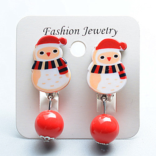 Fashion Christmas Reindeer Tassel Clip-On Earrings for Kids