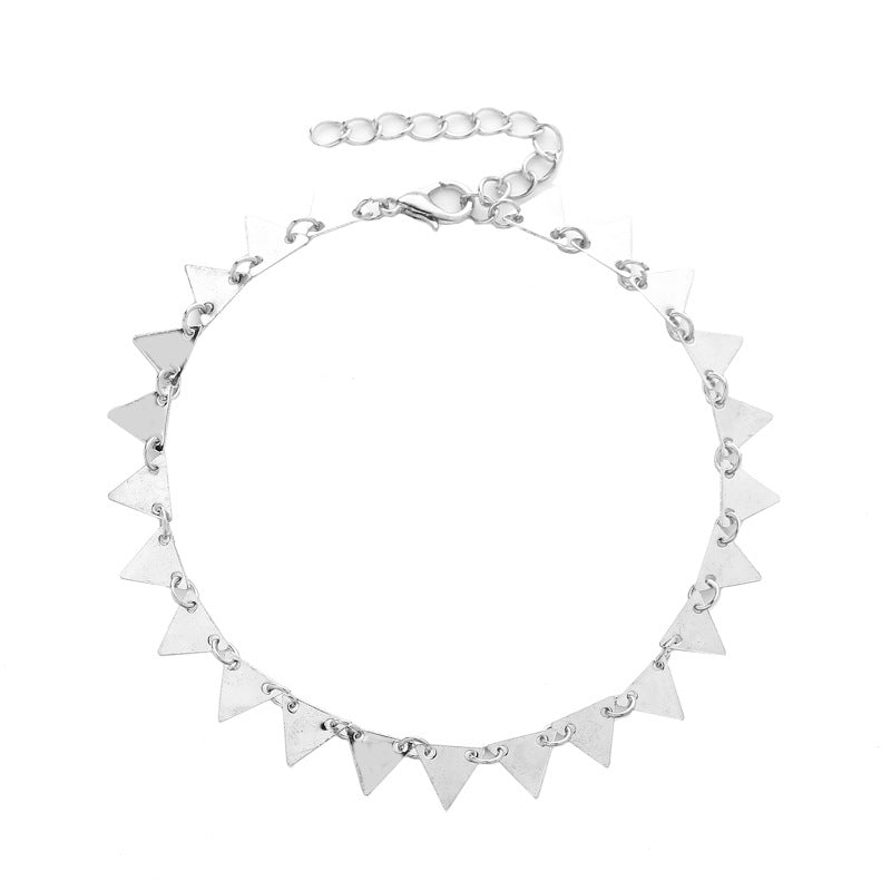 Geometric Triangle Punk Style Metal Anklet for Women