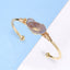 Geometric Natural Stone Druzy Agate Copper Wire Wrap Open Bangle Bracelet