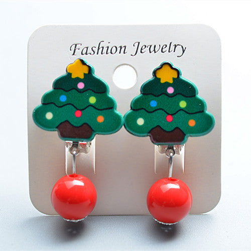 Fashion Christmas Reindeer Tassel Clip-On Earrings for Kids