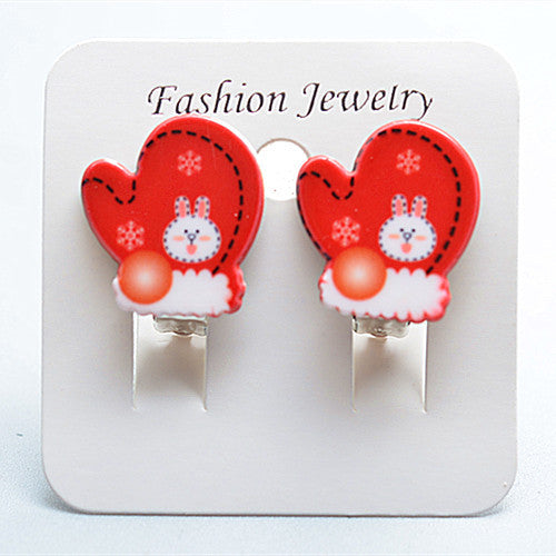 Fashion Christmas Reindeer Tassel Clip-On Earrings for Kids