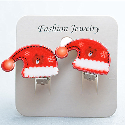 Fashion Christmas Reindeer Tassel Clip-On Earrings for Kids