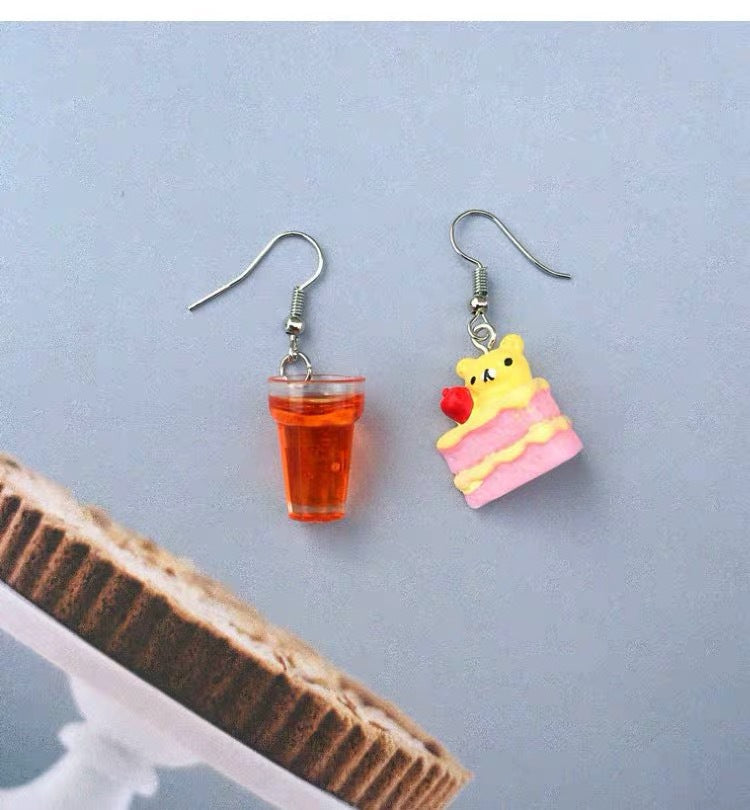 Novelty Hamburger and Milkshake Resin Earrings for Women