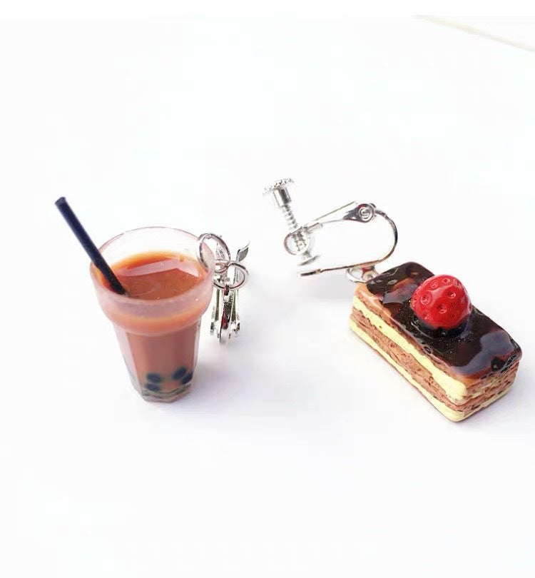 Novelty Hamburger and Milkshake Resin Earrings for Women