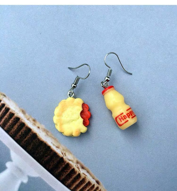 Novelty Hamburger and Milkshake Resin Earrings for Women