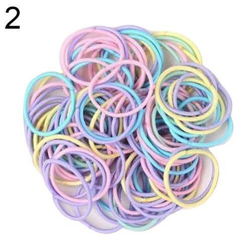 Candy Color Elastic Hair Bands - 100 PCs Children's Hair Accessories Set