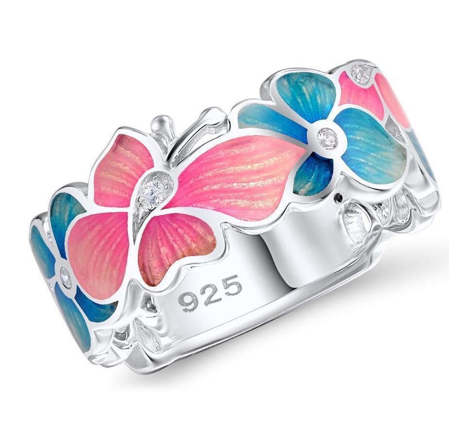 Fashion Flower Butterfly Animal Shape Ring - Contrast Color Design