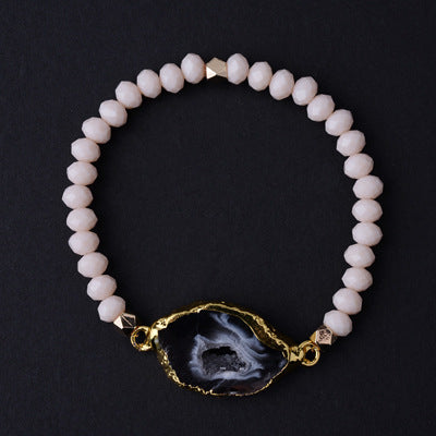 Fashion Geometric Crystal Beaded Agate Bracelet for Women