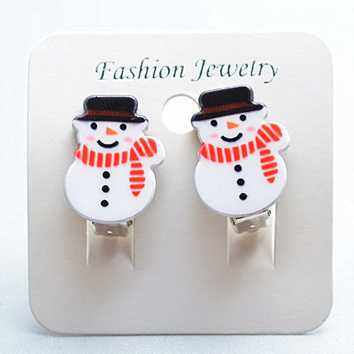 Fashion Christmas Reindeer Tassel Clip-On Earrings for Kids