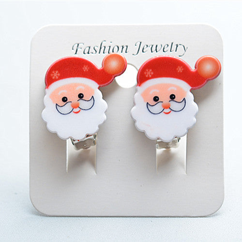 Fashion Christmas Reindeer Tassel Clip-On Earrings for Kids