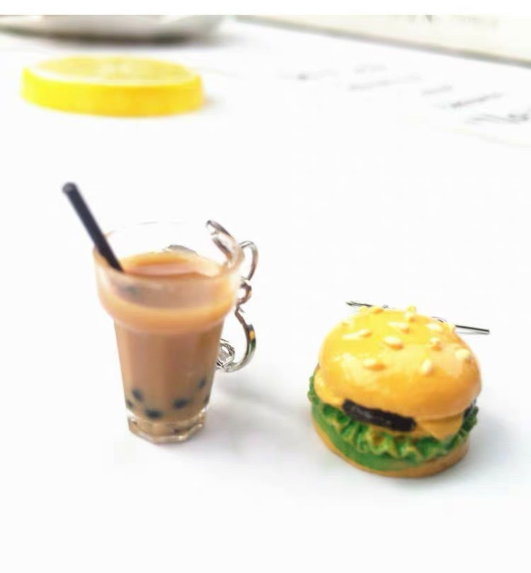 Novelty Hamburger and Milkshake Resin Earrings for Women