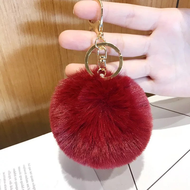 Fashion Faux Rabbit Fur Pom Pom Keychain Accessory 8cm