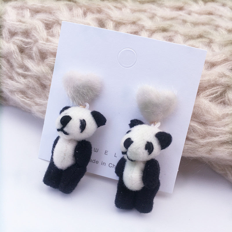 Fashion Plush Bear Earrings Cute Fur Ball Earrings Wholesale