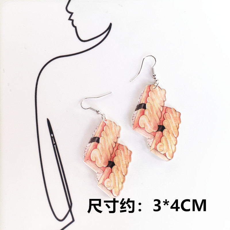 Cartoon Geometric Acrylic Sushi Donut Earrings