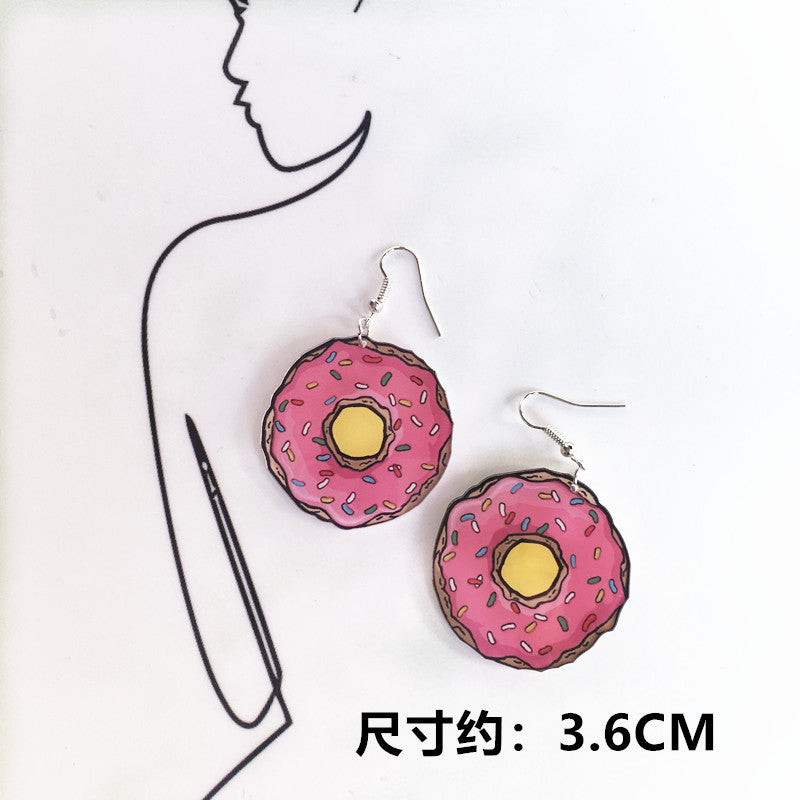 Cartoon Geometric Acrylic Sushi Donut Earrings