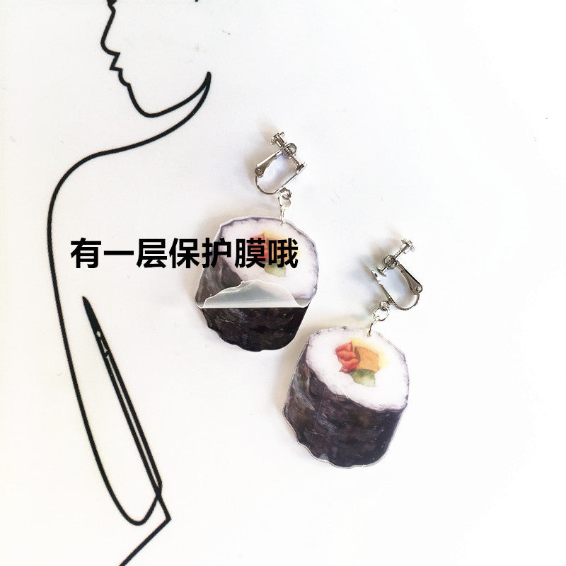 Cartoon Geometric Acrylic Sushi Donut Earrings