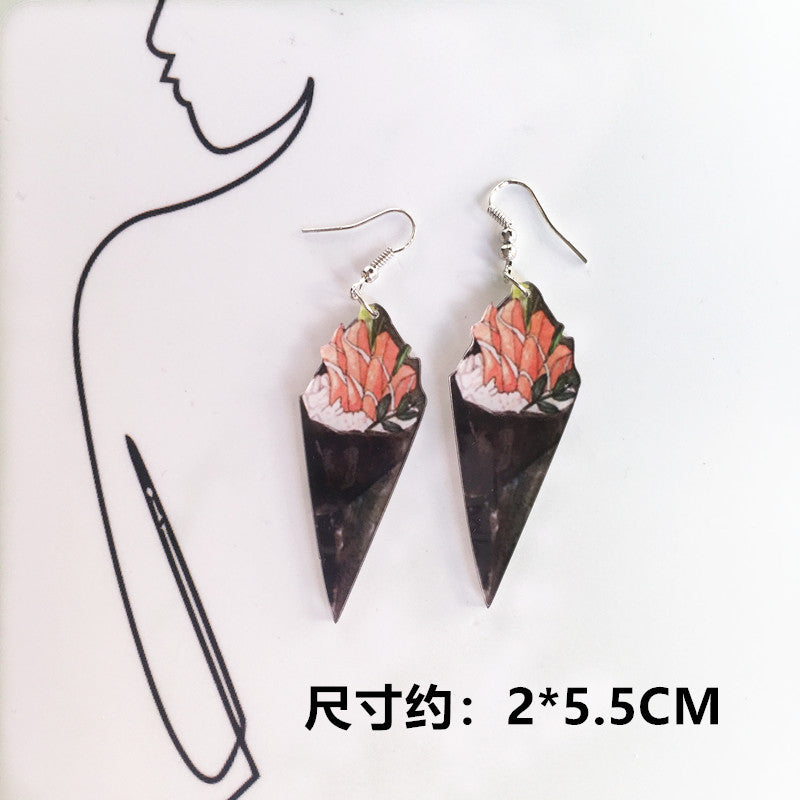 Cartoon Geometric Acrylic Sushi Donut Earrings