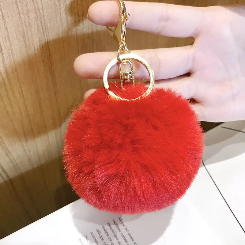 Fashion Faux Rabbit Fur Pom Pom Keychain Accessory 8cm