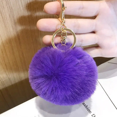 Fashion Faux Rabbit Fur Pom Pom Keychain Accessory 8cm