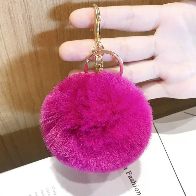 Fashion Faux Rabbit Fur Pom Pom Keychain Accessory 8cm