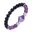 Amethyst and White Crystal Pyramid Cut Matte Black Agate Bracelet