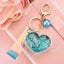 Cute Heart Acrylic Women's Bag Pendant Keychain with Glitter Liquid Sand