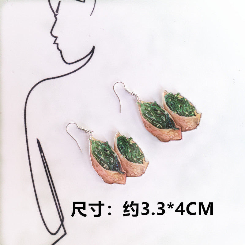 Cartoon Geometric Acrylic Sushi Donut Earrings