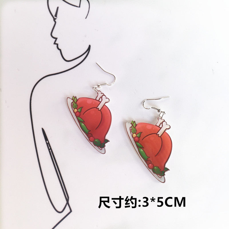 Cartoon Geometric Acrylic Sushi Donut Earrings