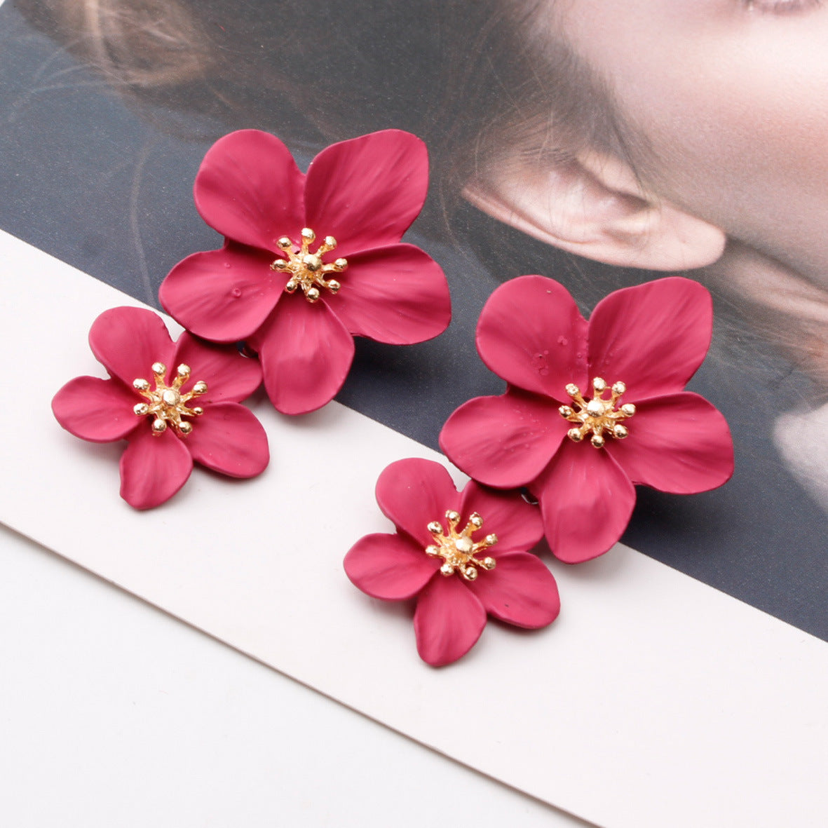 Casual Cute Simple Style Flower Alloy Women'S Ear Studs