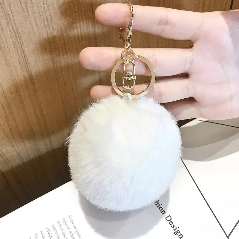 Fashion Faux Rabbit Fur Pom Pom Keychain Accessory 8cm