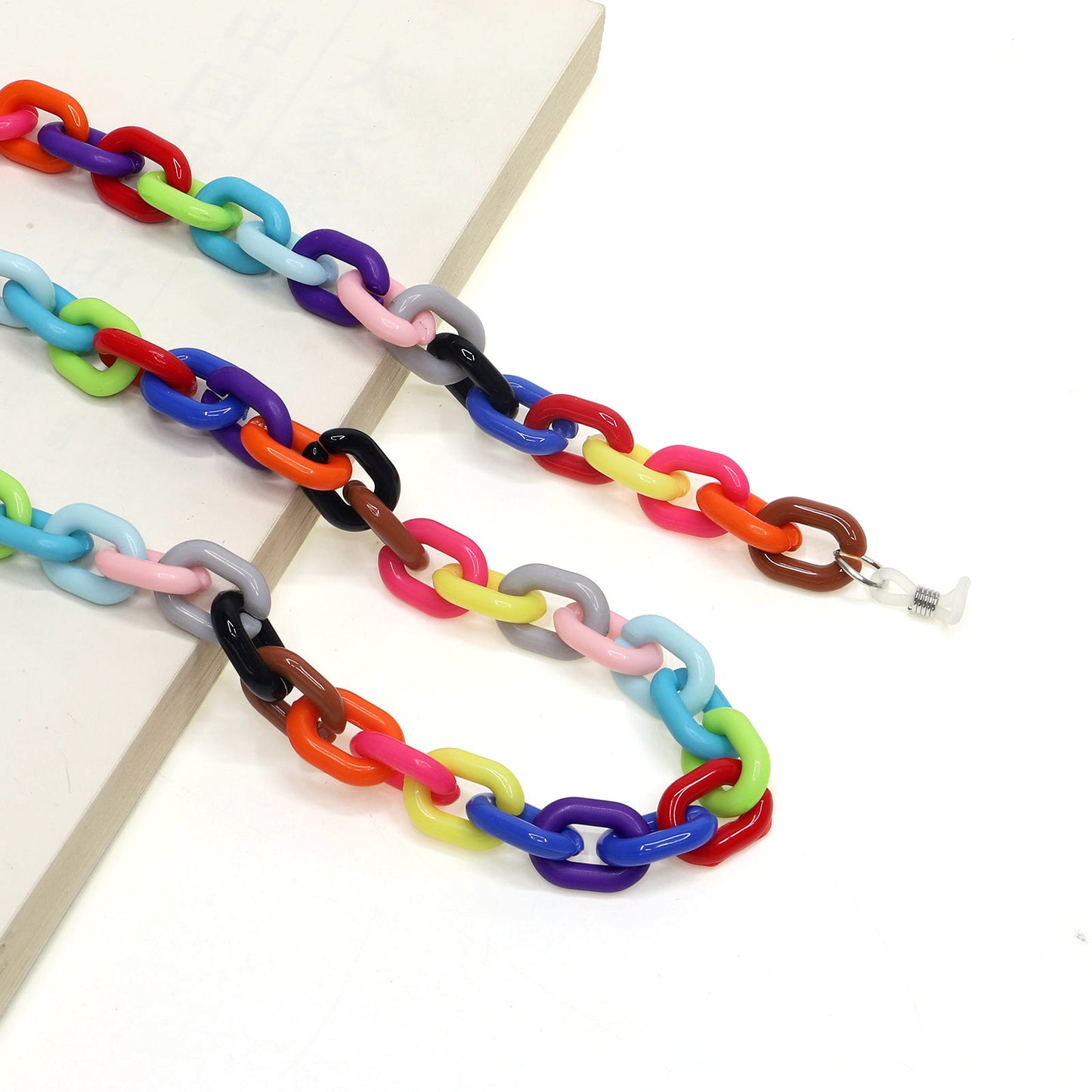 Acrylic Eyeglasses Chain 24-Color Candy Multi-Color Concave Design Glasses Cord with Individual Packaging
