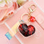 Cute Heart Acrylic Women's Bag Pendant Keychain with Glitter Liquid Sand