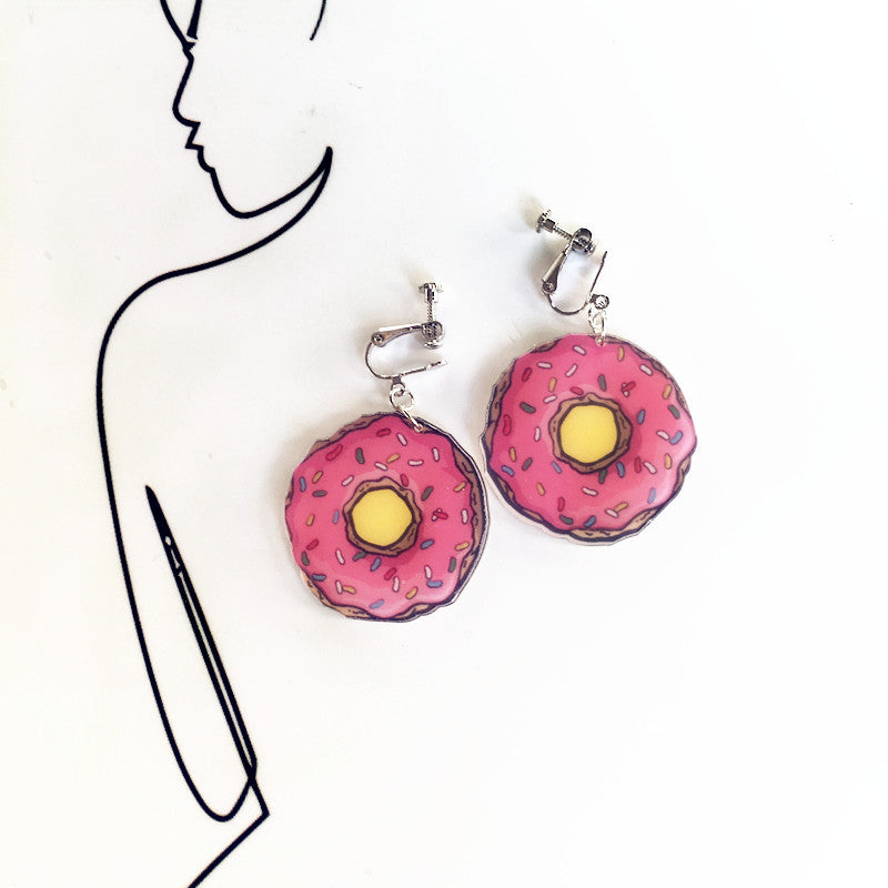 Cartoon Geometric Acrylic Sushi Donut Earrings